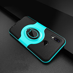 Funda Silicona Goma de Cuero Carcasa con Magnetico Anillo de dedo Soporte para Huawei Nova 3e Cian