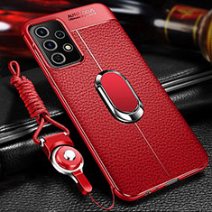 Funda Silicona Goma de Cuero Carcasa con Magnetico Anillo de dedo Soporte para Samsung Galaxy A23 5G Rojo