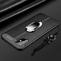 Funda Silicona Goma de Cuero Carcasa con Magnetico Anillo de dedo Soporte para Samsung Galaxy A71 5G Negro