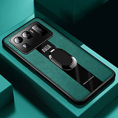 Funda Silicona Goma de Cuero Carcasa con Magnetico Anillo de dedo Soporte para Xiaomi Mi 11 Ultra 5G Verde