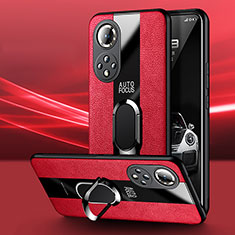 Funda Silicona Goma de Cuero Carcasa con Magnetico Anillo de dedo Soporte PB1 para Huawei Honor 50 Pro 5G Rojo