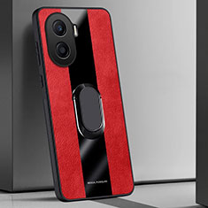 Funda Silicona Goma de Cuero Carcasa con Magnetico Anillo de dedo Soporte PB1 para Huawei Honor X40i 5G Rojo