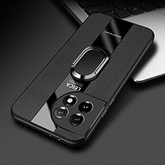 Funda Silicona Goma de Cuero Carcasa con Magnetico Anillo de dedo Soporte PB1 para OnePlus Ace 2 5G Negro