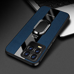 Funda Silicona Goma de Cuero Carcasa con Magnetico Anillo de dedo Soporte PB1 para Realme 8 4G Azul