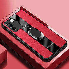 Funda Silicona Goma de Cuero Carcasa con Magnetico Anillo de dedo Soporte PB1 para Vivo V27 Pro 5G Rojo