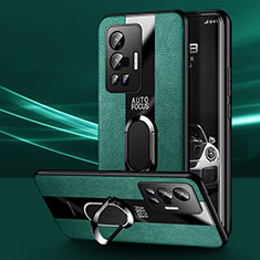 Funda Silicona Goma de Cuero Carcasa con Magnetico Anillo de dedo Soporte PB1 para Vivo X70 Pro 5G Verde