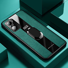 Funda Silicona Goma de Cuero Carcasa con Magnetico Anillo de dedo Soporte PB1 para Xiaomi Mi 11i 5G Verde