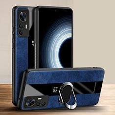 Funda Silicona Goma de Cuero Carcasa con Magnetico Anillo de dedo Soporte PB1 para Xiaomi Mi 12T 5G Azul