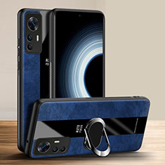 Funda Silicona Goma de Cuero Carcasa con Magnetico Anillo de dedo Soporte PB1 para Xiaomi Mi 12T Pro 5G Azul