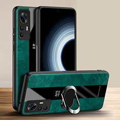 Funda Silicona Goma de Cuero Carcasa con Magnetico Anillo de dedo Soporte PB1 para Xiaomi Mi 12T Pro 5G Verde