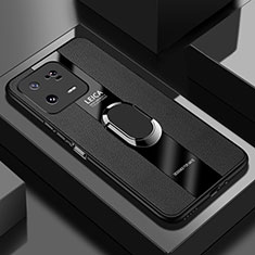 Funda Silicona Goma de Cuero Carcasa con Magnetico Anillo de dedo Soporte PB1 para Xiaomi Mi 13 Pro 5G Negro