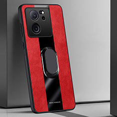 Funda Silicona Goma de Cuero Carcasa con Magnetico Anillo de dedo Soporte PB1 para Xiaomi Mi 13T 5G Rojo