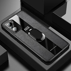 Funda Silicona Goma de Cuero Carcasa con Magnetico Anillo de dedo Soporte PB1 para Xiaomi Poco F3 5G Negro