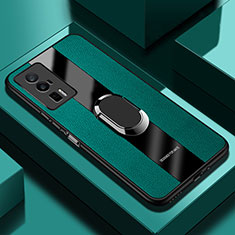 Funda Silicona Goma de Cuero Carcasa con Magnetico Anillo de dedo Soporte PB1 para Xiaomi Poco F5 Pro 5G Verde