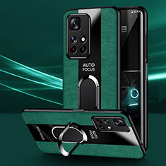 Funda Silicona Goma de Cuero Carcasa con Magnetico Anillo de dedo Soporte PB1 para Xiaomi Poco M4 Pro 5G Verde