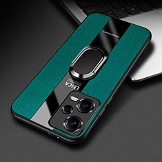 Funda Silicona Goma de Cuero Carcasa con Magnetico Anillo de dedo Soporte PB1 para Xiaomi Poco X5 5G Verde