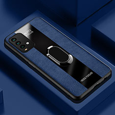 Funda Silicona Goma de Cuero Carcasa con Magnetico Anillo de dedo Soporte PB1 para Xiaomi Redmi 9 Power Azul