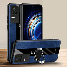 Funda Silicona Goma de Cuero Carcasa con Magnetico Anillo de dedo Soporte PB1 para Xiaomi Redmi K50 Pro 5G Azul