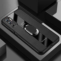 Funda Silicona Goma de Cuero Carcasa con Magnetico Anillo de dedo Soporte PB1 para Xiaomi Redmi Note 10 5G Negro