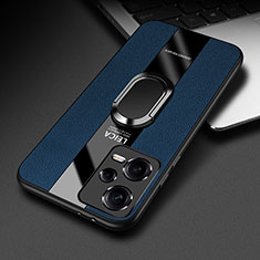 Funda Silicona Goma de Cuero Carcasa con Magnetico Anillo de dedo Soporte PB1 para Xiaomi Redmi Note 12 Pro+ Plus 5G Azul