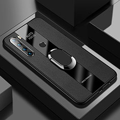 Funda Silicona Goma de Cuero Carcasa con Magnetico Anillo de dedo Soporte PB1 para Xiaomi Redmi Note 8 (2021) Negro