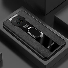 Funda Silicona Goma de Cuero Carcasa con Magnetico Anillo de dedo Soporte PB1 para Xiaomi Redmi Note 9 5G Negro