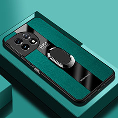 Funda Silicona Goma de Cuero Carcasa con Magnetico Anillo de dedo Soporte PB2 para OnePlus 11 5G Verde