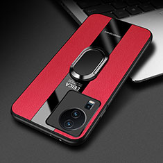 Funda Silicona Goma de Cuero Carcasa con Magnetico Anillo de dedo Soporte PB2 para Vivo iQOO Neo7 SE Rojo