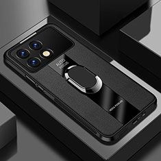 Funda Silicona Goma de Cuero Carcasa con Magnetico Anillo de dedo Soporte PB2 para Xiaomi Redmi K70 5G Negro