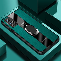 Funda Silicona Goma de Cuero Carcasa con Magnetico Anillo de dedo Soporte PB2 para Xiaomi Redmi Note 11 5G Verde