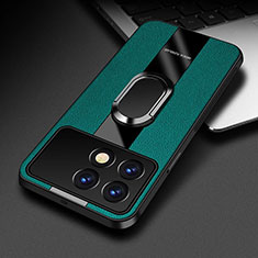 Funda Silicona Goma de Cuero Carcasa con Magnetico Anillo de dedo Soporte PB3 para Xiaomi Redmi K70 5G Verde