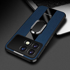 Funda Silicona Goma de Cuero Carcasa con Magnetico Anillo de dedo Soporte PB3 para Xiaomi Redmi K70 Pro 5G Azul