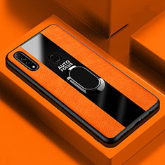 Funda Silicona Goma de Cuero Carcasa con Magnetico Anillo de dedo Soporte S01 para Oppo A8 Naranja