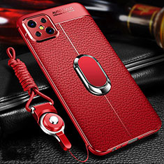 Funda Silicona Goma de Cuero Carcasa con Magnetico Anillo de dedo Soporte S01 para Oppo A92s 5G Rojo