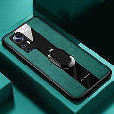 Funda Silicona Goma de Cuero Carcasa con Magnetico Anillo de dedo Soporte S02 para Xiaomi Mi 12X 5G Verde