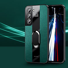 Funda Silicona Goma de Cuero Carcasa con Magnetico Anillo de dedo Soporte S03 para Samsung Galaxy S21 FE 5G Verde