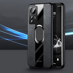 Funda Silicona Goma de Cuero Carcasa con Magnetico Anillo de dedo Soporte S03 para Xiaomi Mi 12 Pro 5G Negro