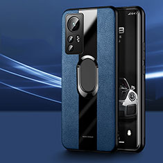 Funda Silicona Goma de Cuero Carcasa con Magnetico Anillo de dedo Soporte S03 para Xiaomi Mi 12S Pro 5G Azul