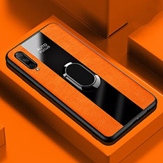 Funda Silicona Goma de Cuero Carcasa con Magnetico Anillo de dedo Soporte S04 para Huawei P Smart Pro (2019) Naranja