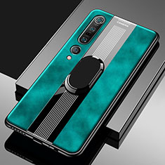 Funda Silicona Goma de Cuero Carcasa con Magnetico Anillo de dedo Soporte S04 para Xiaomi Mi 10 Pro Verde