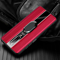 Funda Silicona Goma de Cuero Carcasa con Magnetico Anillo de dedo Soporte S04 para Xiaomi Poco X2 Rojo