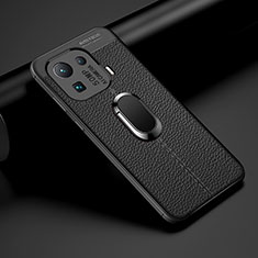 Funda Silicona Goma de Cuero Carcasa con Magnetico Anillo de dedo Soporte S07 para Xiaomi Mi 11 Pro 5G Negro