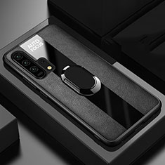 Funda Silicona Goma de Cuero Carcasa con Magnetico Anillo de dedo Soporte T01 para Huawei Honor 20 Pro Negro