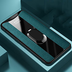 Funda Silicona Goma de Cuero Carcasa con Magnetico Anillo de dedo Soporte T01 para Oppo Find X Super Flash Edition Verde