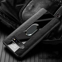 Funda Silicona Goma de Cuero Carcasa con Magnetico Anillo de dedo Soporte T01 para Samsung Galaxy S10 5G Negro