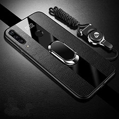 Funda Silicona Goma de Cuero Carcasa con Magnetico Anillo de dedo Soporte T02 para Huawei Honor 10i Negro