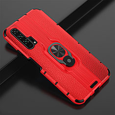 Funda Silicona Goma de Cuero Carcasa con Magnetico Anillo de dedo Soporte T02 para Huawei Honor 20 Pro Rojo