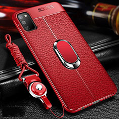 Funda Silicona Goma de Cuero Carcasa con Magnetico Anillo de dedo Soporte T02 para Huawei Honor View 30 5G Rojo