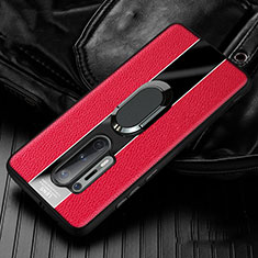 Funda Silicona Goma de Cuero Carcasa con Magnetico Anillo de dedo Soporte T02 para OnePlus 8 Pro Rojo