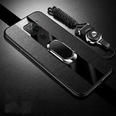 Funda Silicona Goma de Cuero Carcasa con Magnetico Anillo de dedo Soporte T02 para Xiaomi Redmi 10X 4G Negro